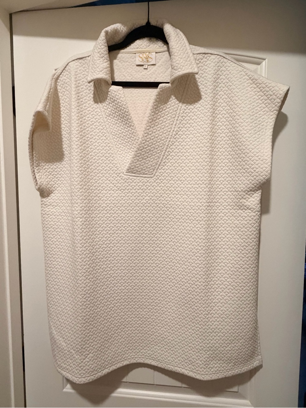 Quilted Cream Polo Tunic Top